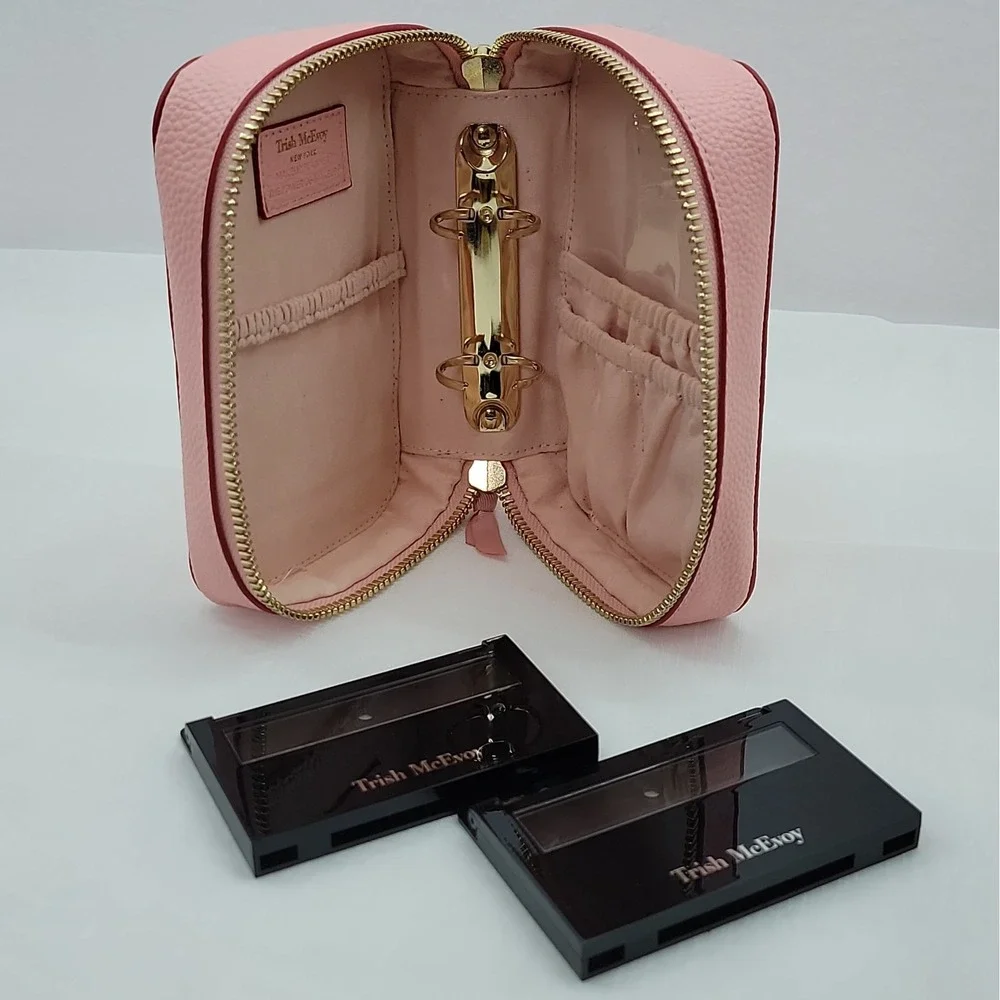 Trish McEvoy Makeup Planner Case Pink Red Heart Power Makeup ZipAround 2 Pages